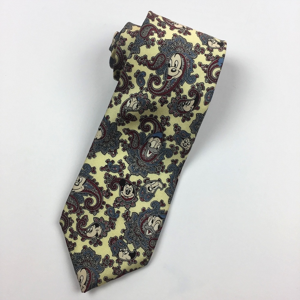 Mickey Mouse Neck Tie Silk Paisley Donald Goofy